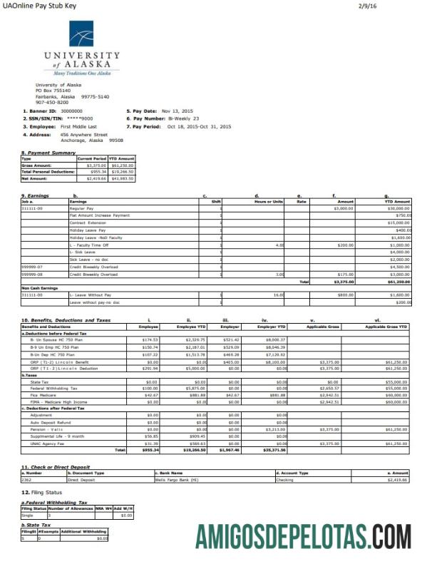 Para download Modelo Word e PDF de recibo de pagamento da Universidade do Alasca
